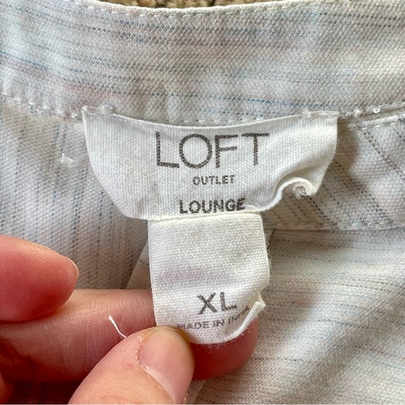 LOFT Outlet Lounge White Button Down Shirt Womens Size XL Mandarin Collar Sleep - Picture 5 of 10